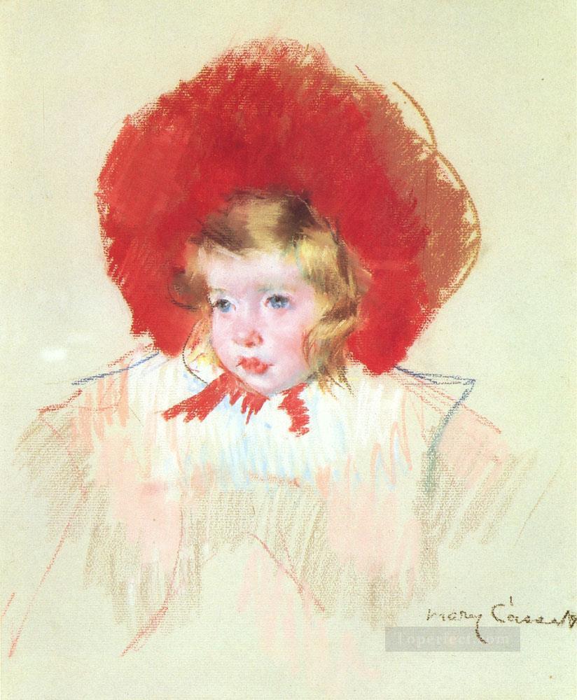 赤い帽子を持つ子供 母親の子供たち メアリー・カサット油絵
